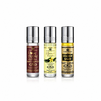 Al-Rehab Bundle Love Apple, Spanish Vanilla, Golden Sand Perfume Oil 6ml