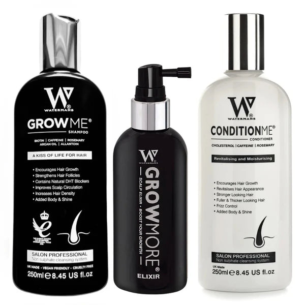 Watermans Hair Growth Bundle Shampoo, Conditioner, and Elixir